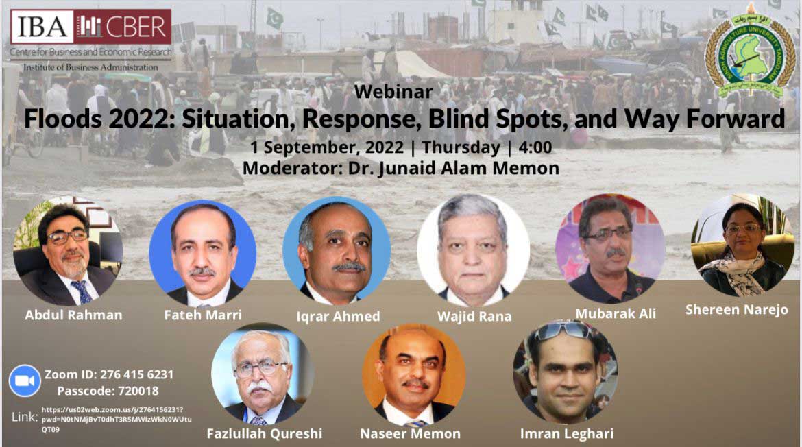 IBA Karachi and Sindh Agriculture University organized a webinar on floods 2022 and the way forward