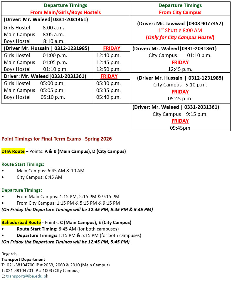 Shuttle Service Timing