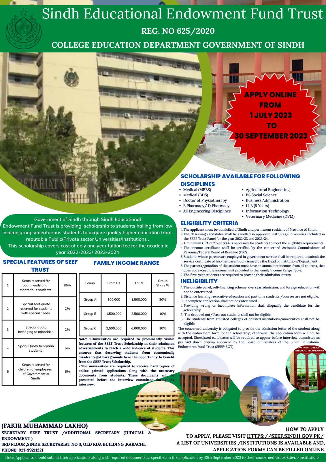 SINDH EDUCATIONAL ENDOWMENT FUND (SEEF) SCHOLARSHIP